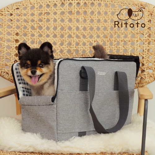 [리토토] 강아지 고양이 애견 이동가방 산책 캐리어 기내용 가방 그레이